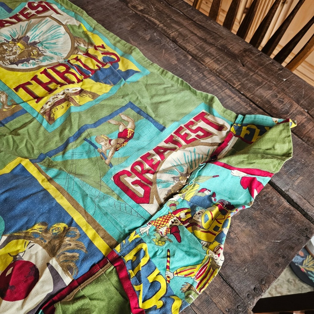 MCM Vintage Circus Valance Curtain Panel Greatest Thrill Clown Elephant Ruffle - Picture 6 of 16